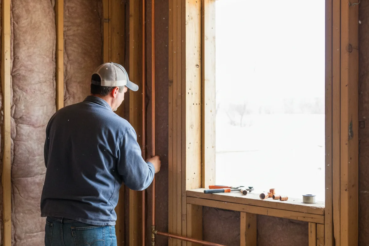 Licensed plumber running new copper supply lines in a Sequim home