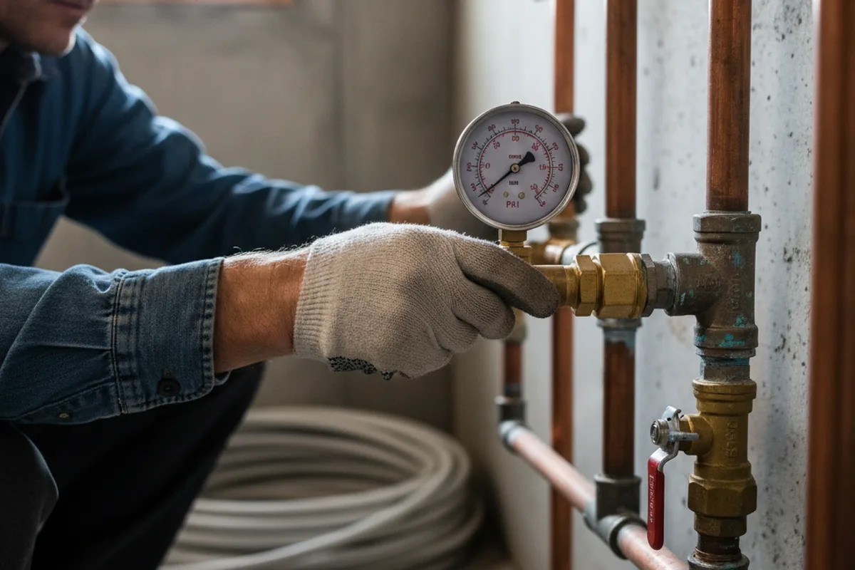 Pressure testing a repaired line during Water Line Repair in Sequim
